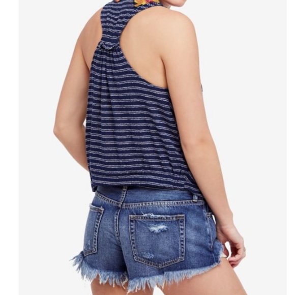 Free People Wrap sleeveless top with floral applque - Picture 2 of 4